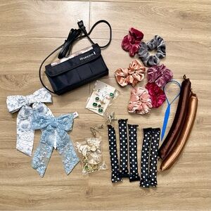 Remington hot rollers, hair rollers, velvet scrunchies, bows and clips!